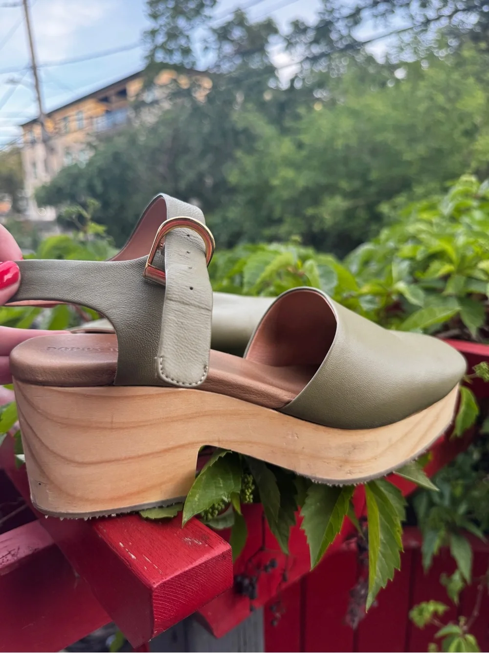 Women’s Olive Green Platform Clog Sandals - Picture 3 of 5